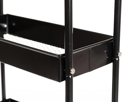 Miniatura 10 de danpinera Carrito de almacenamiento delgado, carrito de almacenamiento estrecho de 3 niveles con ruedas, organizador de baño con divisores, mango