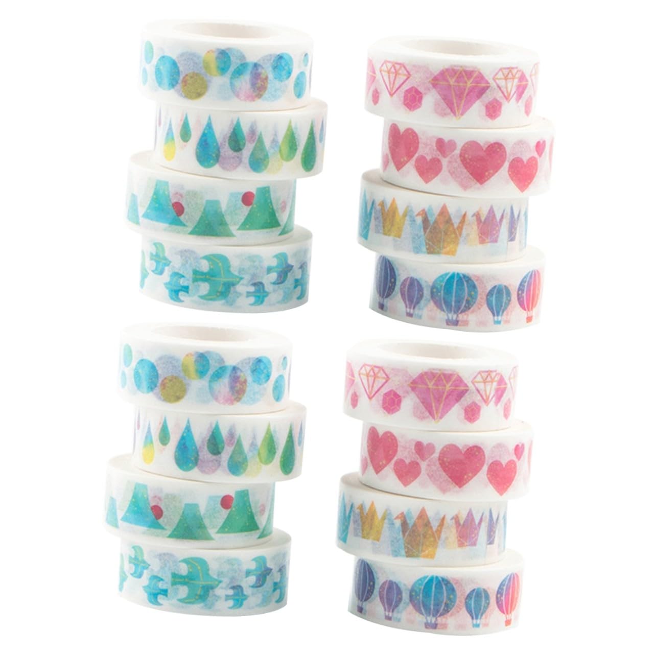 16piezas Cinta Adhesiva Washi Decorativa De Papel Autoadhesivo para Manualidades Scrapbooking y Diarios para Decorar Cuadernos y