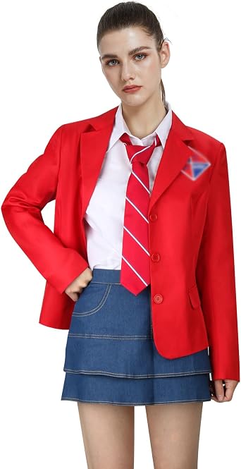 Women School Uniform Costume Set Halloween Cosplay Shirt Coat Skirt Tie Outfits