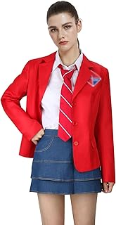 Women School Uniform Costume Set Halloween Cosplay Shirt Coat Skirt Tie Outfits