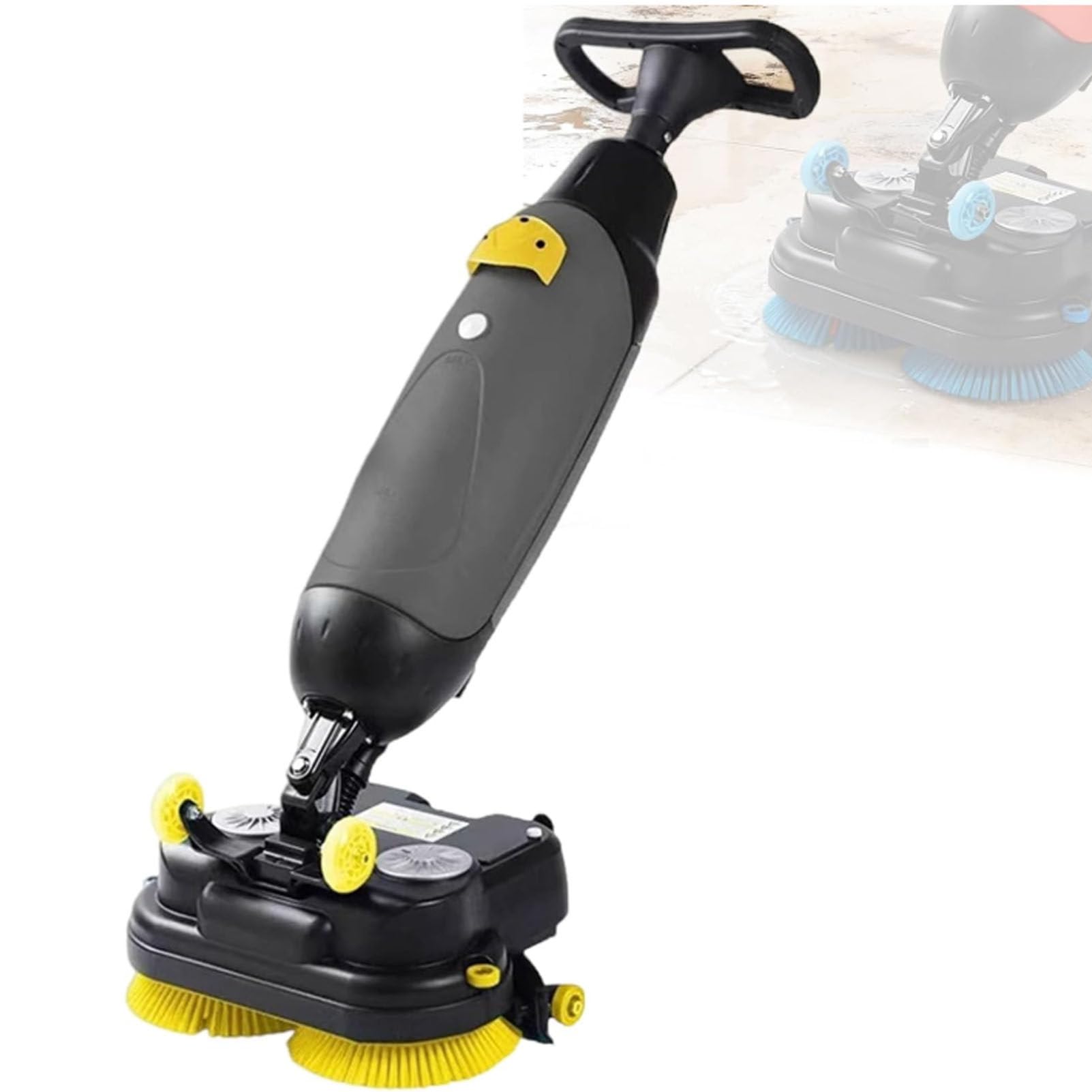 Oiyekntd Commercial Scrubber, Walk Behind Floor Scrubber Dryer, Cordless Portable Scrubber, 2 Adjustable Brushes, for Tile and Sealed Floors Grey