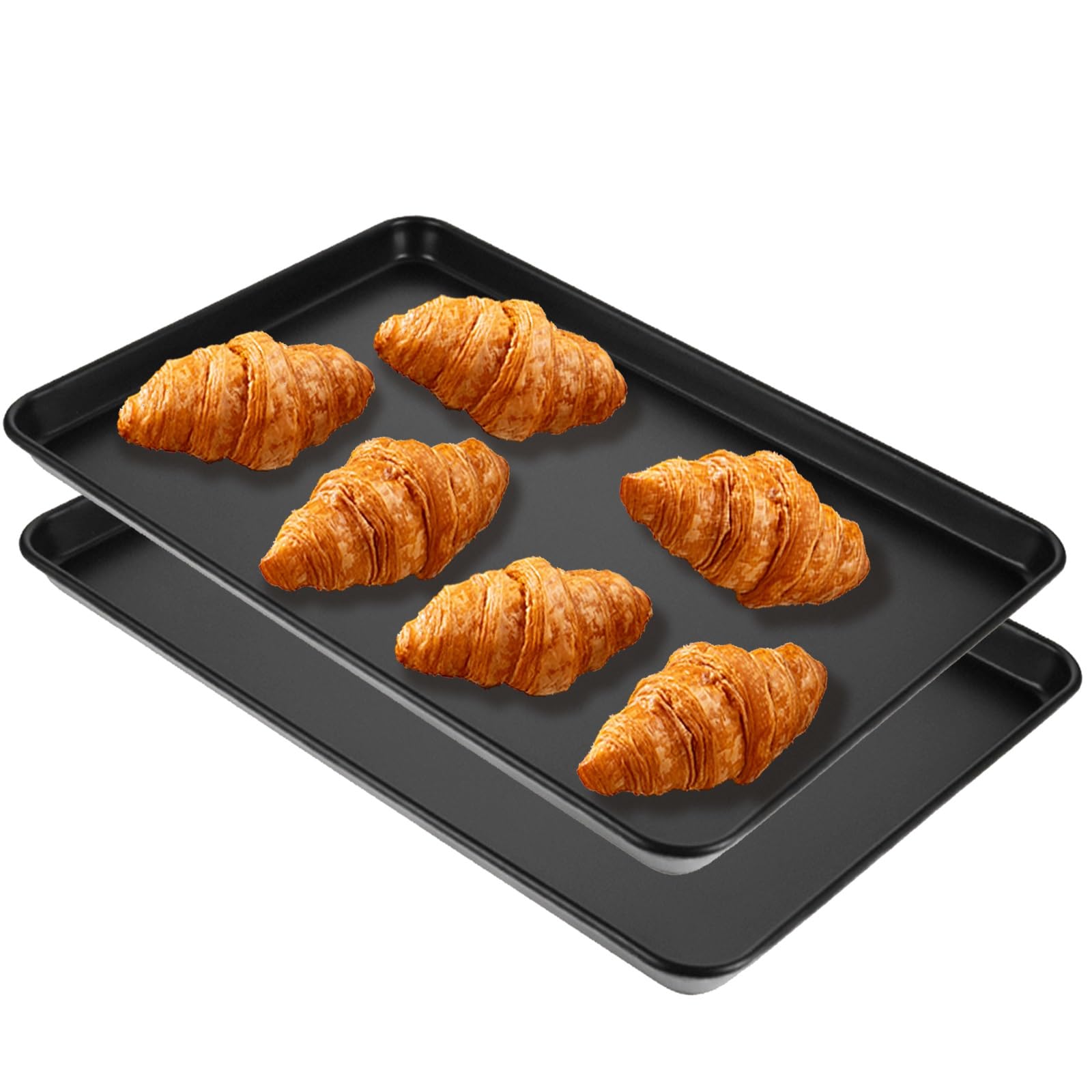 Aluminiowe blachy do pieczenia, zestaw 2 bardzo dużych talerzy do serwowania do grillowania, pieczenia i ciasta, klasa komercyjna, 60 x 40 x 3 cm, łatwe do czyszczenia