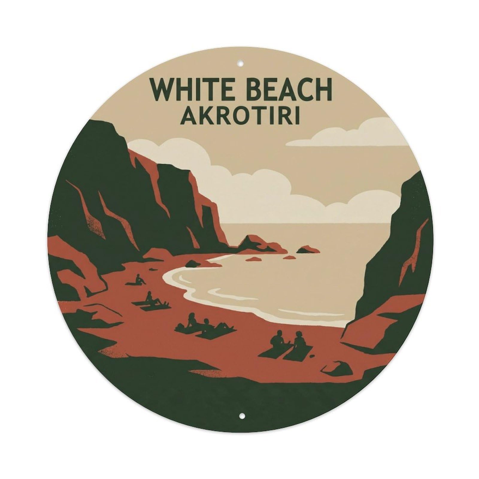 White Beach Akrotiri Santorini Greece Cyclades Island Metal Tin Sign