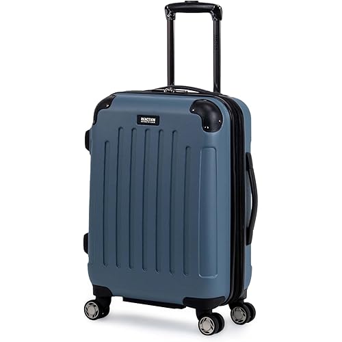 Kenneth Cole REACTION Renegade Luggage Expandable 8-Wheel Spinner Lightweight Hardside Suitcase, Granite Blue, 20-Inch Carry On