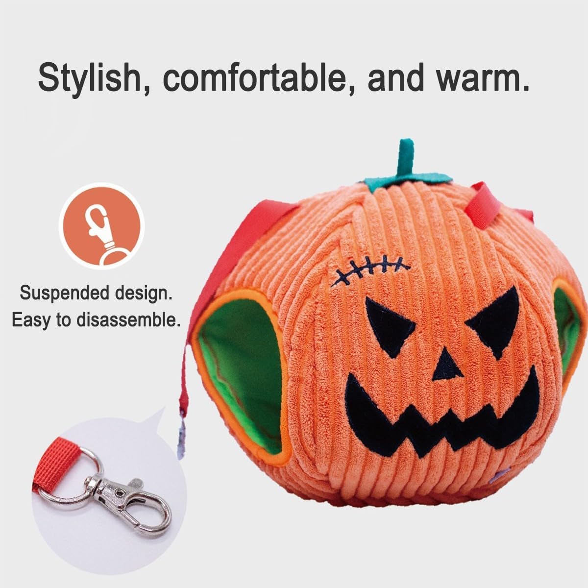 Two-Way Halloween Pet Hammock Bed – Soft Guinea Pig Hideout Chinchilla Toy, Cozy Ferret Cage Accessory for Small Animal Sleep and Play, Guinea Pig Cage Accessories(Orange)