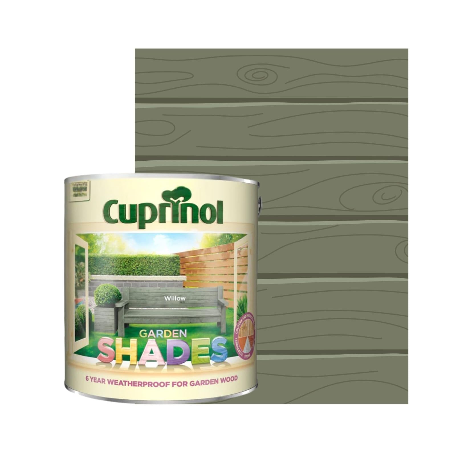 Milena Garden Shades Fence Paint, Shed Paint, 6 Year Weatherproof Exterior Wood Treatment, Water Based Matt Finish Paints for Wood Stain, 2 Coats Recommended (Willow, 1 Liter)