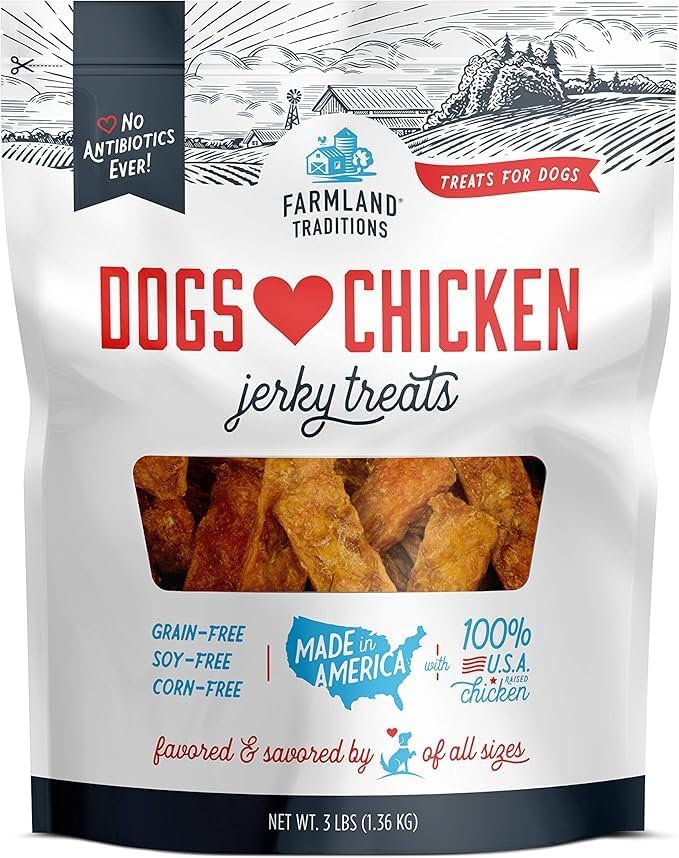 Dogs Love Chicken Premium Two Ingredients Jerky Treats for Dogs(3 lbs. No Antibiotics Ever USA Raised Chicken)