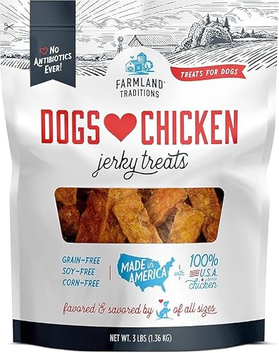 Dogs Love Chicken Premium Two Ingredients Jerky Treats for Dogs(3 lbs. No Antibiotics Ever USA Raised Chicken)