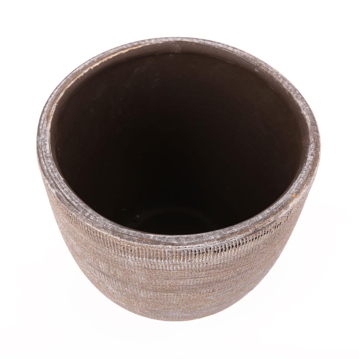Doniczka ceramiczna INNA-Glas KAMUNI, szaro-zielona, 31 cm, Ø 33 cm | w podłużne paski - doniczka