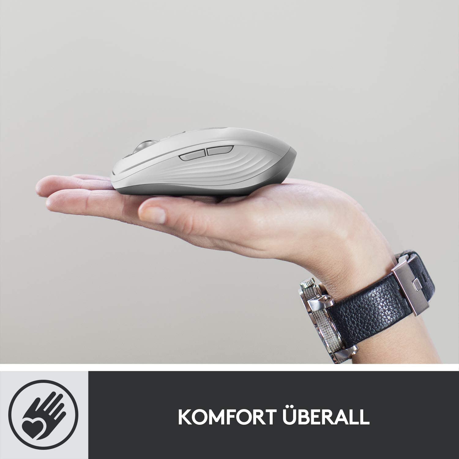 Logitech MX Anywhere 3 for Mac | Kabellos, 4K DPI, jede Oberfläche, USB-C, Bluetooth, Mac/iPad-kompatibel - Hellgrau
