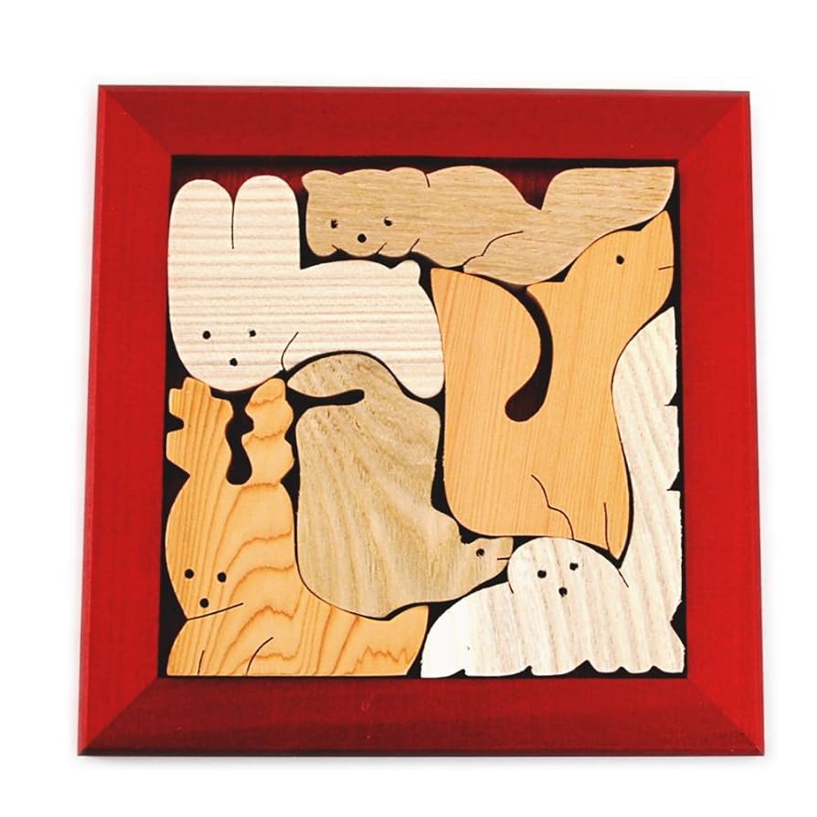 木製動物パズル 木製パズル 木のZOOシリーズ 動物4種｜木のおもちゃ おもちゃの