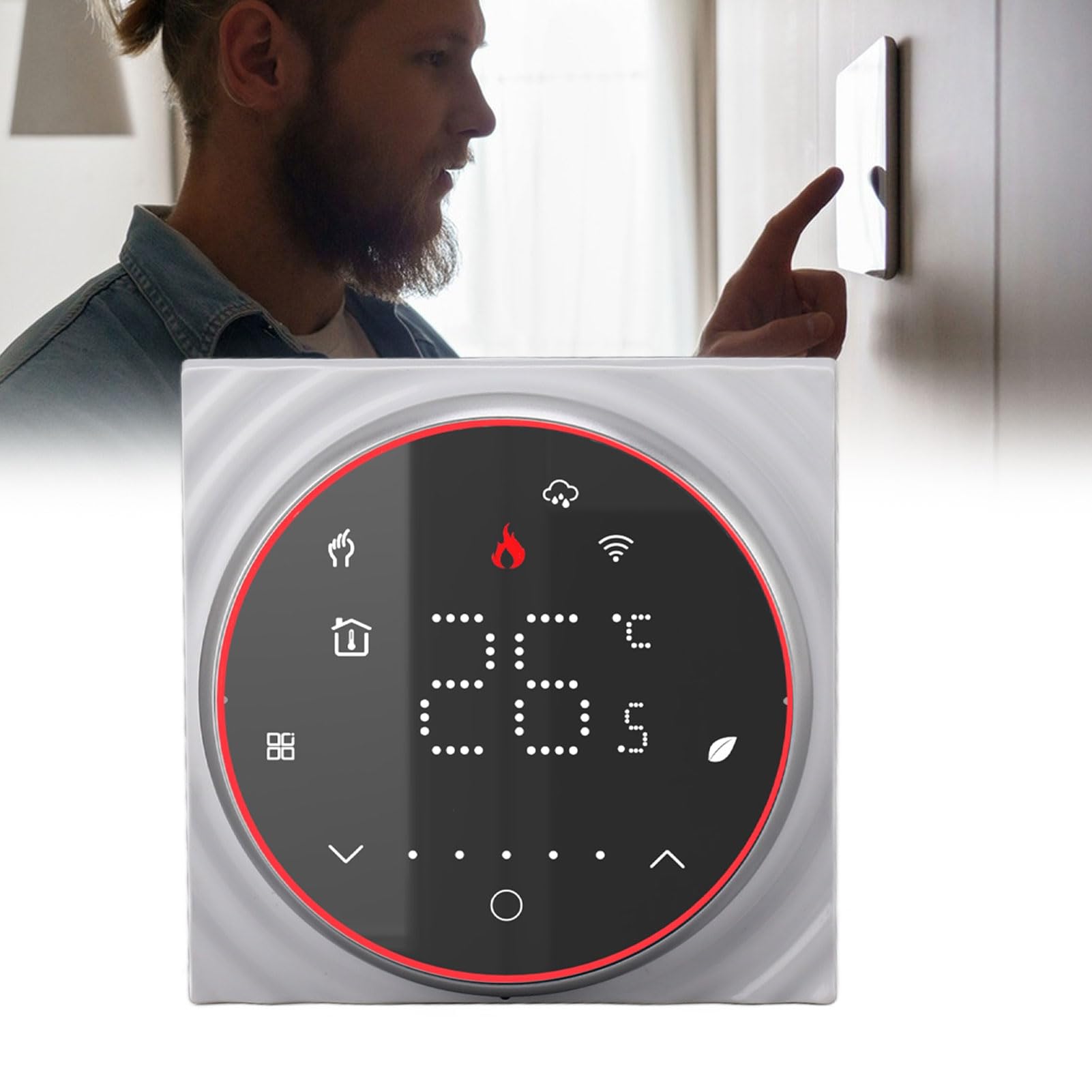 Termostato WiFi Inteligente Control de Voz de Alta Precisión para Calefacción del Hogar CA 95V-240V Programable de bajo Consumo 1 Unidad (Negra)