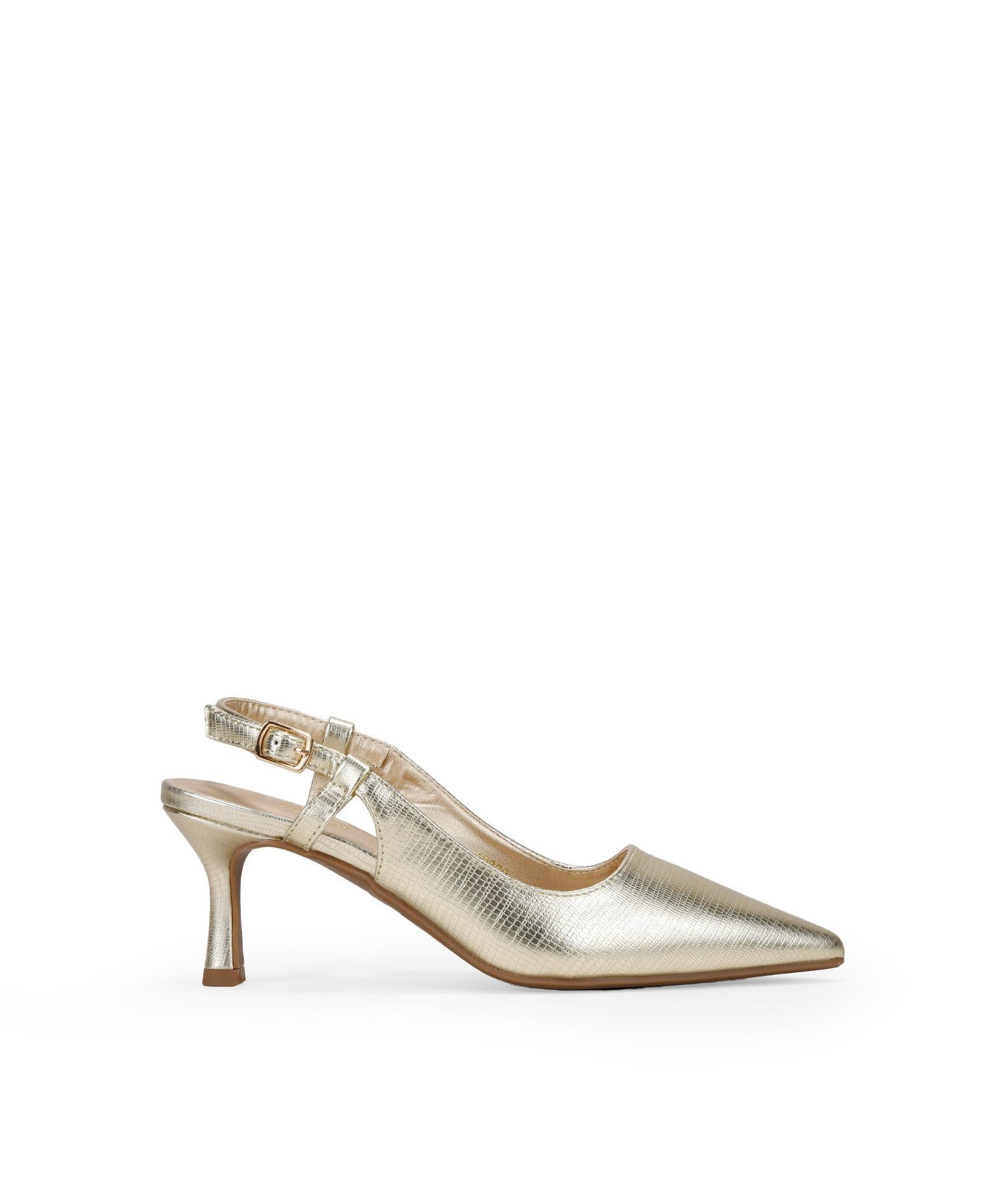 BOSANOVA Chaussures de salon détalonnées pour femme avec gravure animale imprimée, finition à bout et talon fin Kitten de 6,5 cm, fermeture à bande arrière avec boucle. Chaussures pour femme