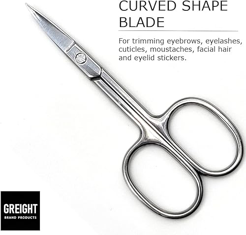 Miniatura 4 de Juego de 2 tijeras Groming de acero inoxidable con estuche de viaje, para cejas, nariz, bigote, barba, pestañas, kit de recorte de orejas y kit de