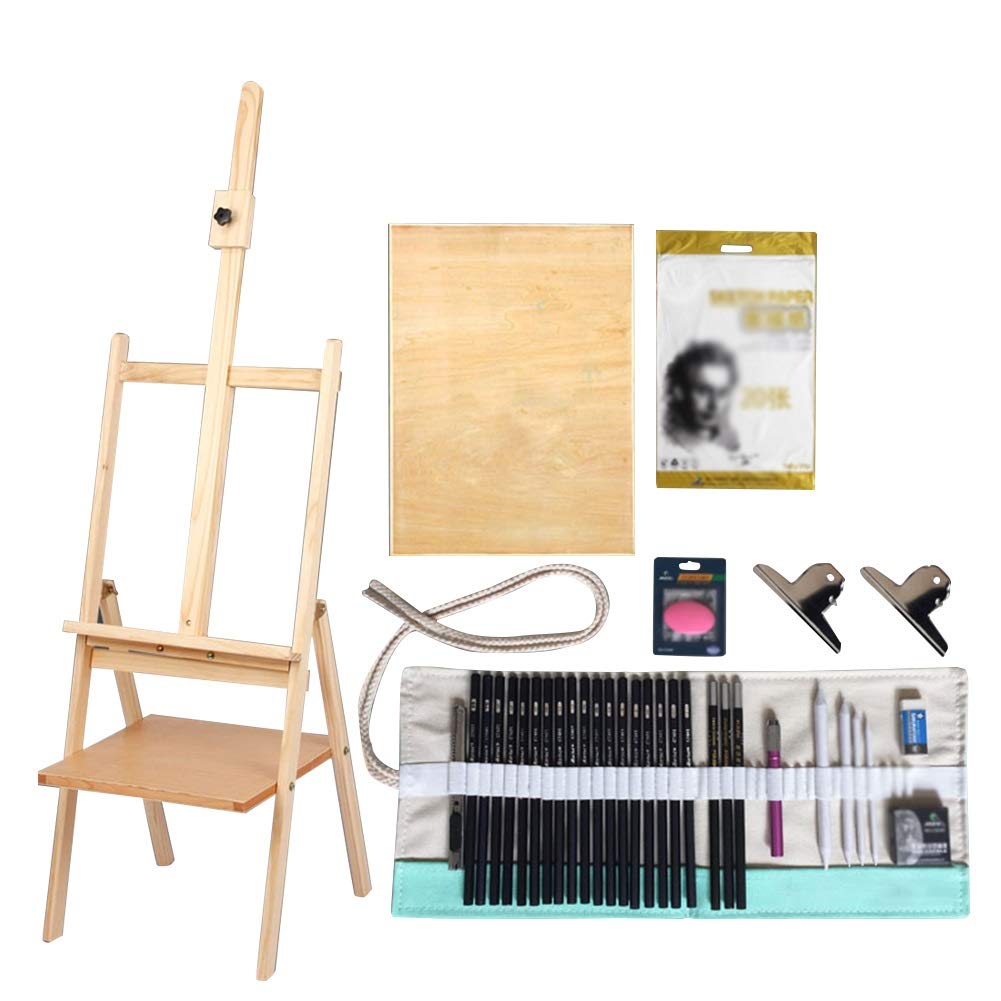 Sztaluga drewniana tablica kreślarska zestaw sztalug wspornik przenośny składany szkic szuflada obraz olejny artyści pudełko do rękodzieła, zestaw sztaluga,A-Easel set