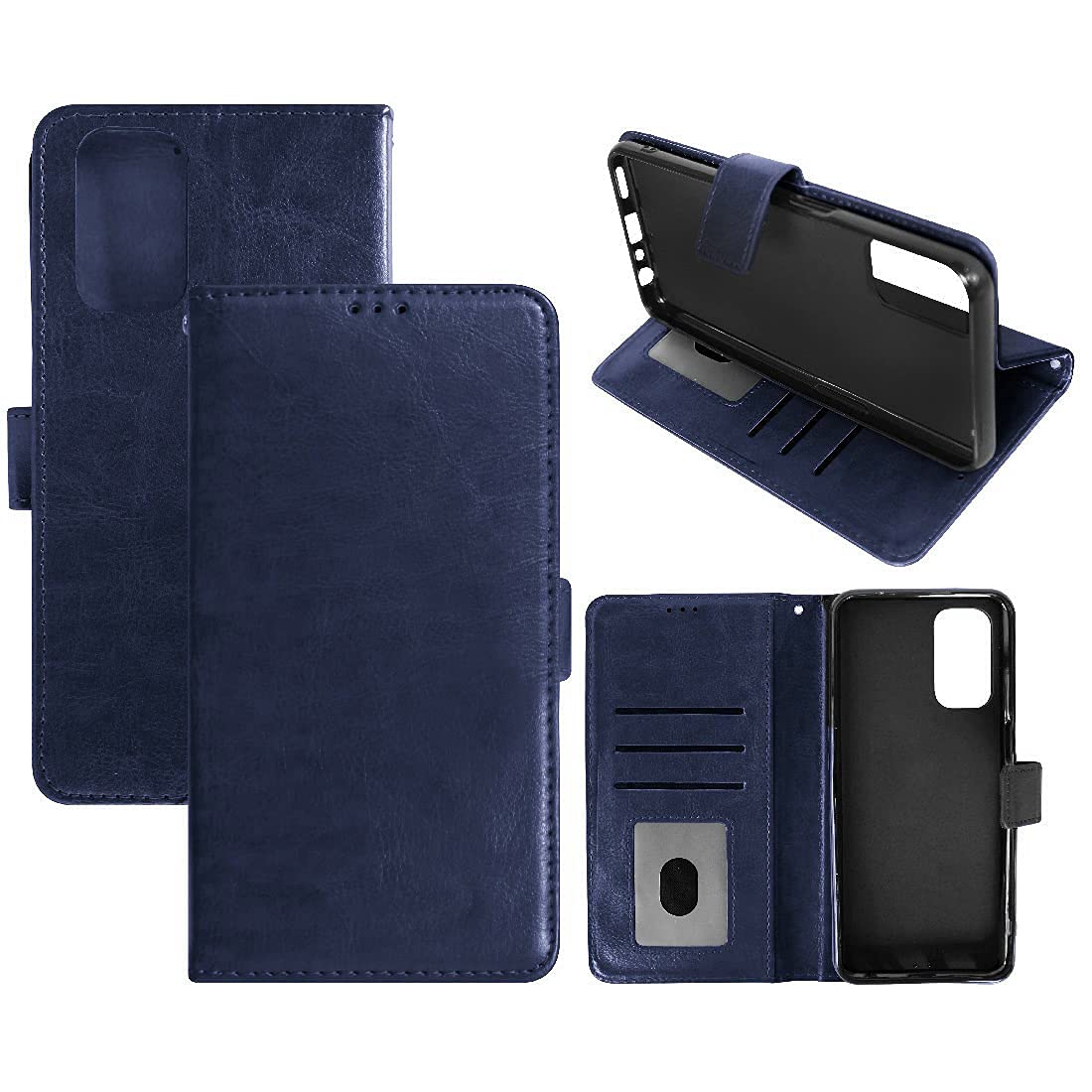 Amazon Brand - Solimo Leather Mobile Flip Cover for Realme GT Master Edition Blue (2673496)