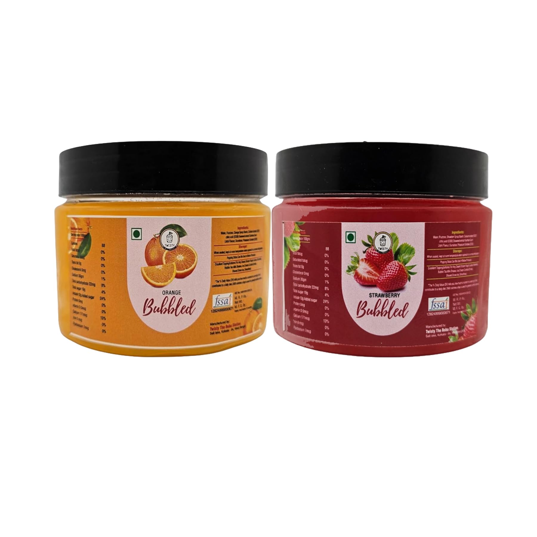 Twisty The Boba Station® Popping Boba Combo – Orange & Strawberry Flavors with 12mm Straws | Bubble Tea, Milkshakes, Ice Cream, Yogurt Toppings | Fruity Bursting Pearls | 2 Packs x 330g-image-27