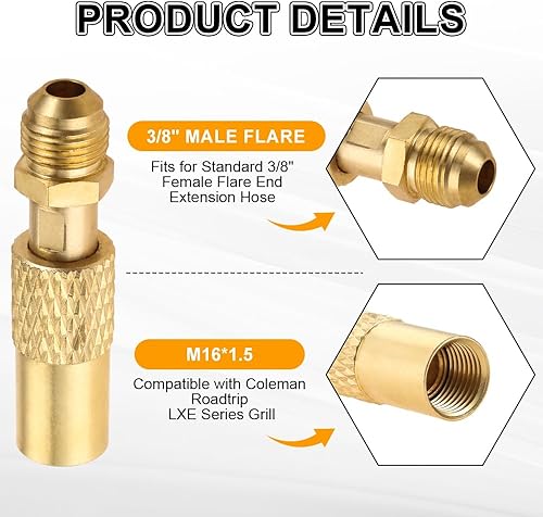 Miniatura 5 de Adaptador convertidor macho de 38 pulgadas para parrilla Coleman Roadtrip LXE, se conecta a la manguera de extensión de propano para caravana,