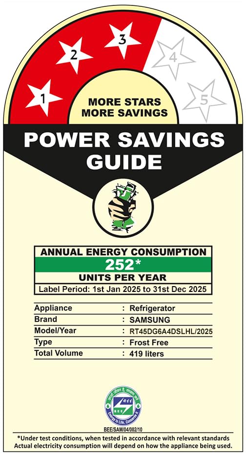 Image of Samsung 419 L, 3 Star, Convertible 5-in-1, Digital Inverter, Frost Free Double Door, WiFi Enabled Bespoke AI Refrigerator (RT45DG6A4DSLHL, Ez Clean Steel /Real Steel)