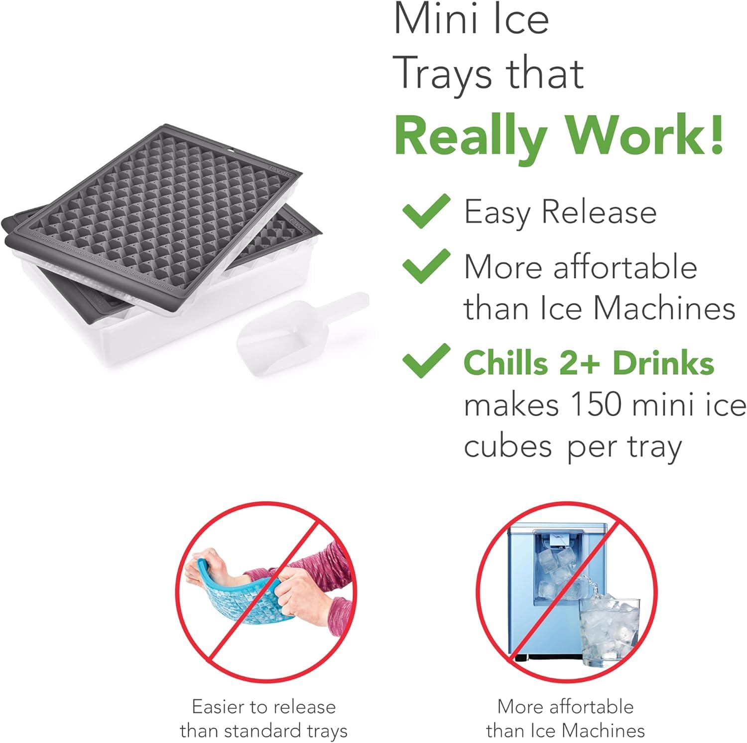Tovolo Mini-Eiswürfelform – Twist & Release mit Aufbewahrungsbehälter und Eisschaufel