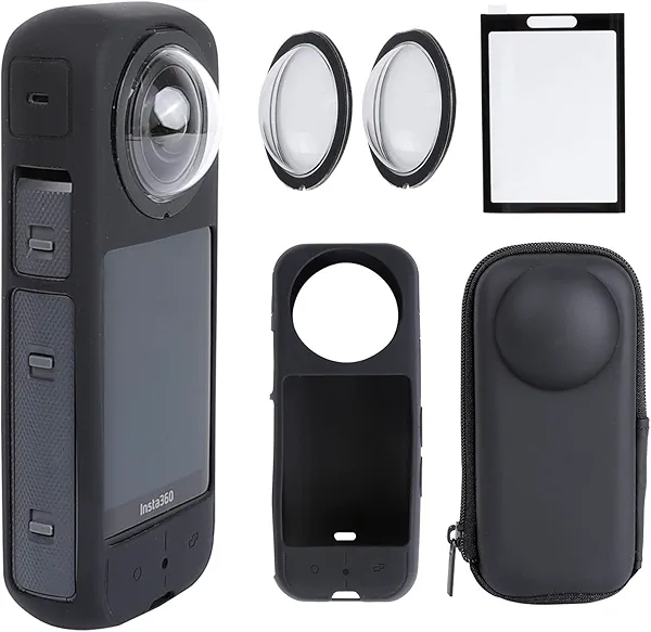 PellKing Camera Protective Accessories Kit for Insta360 X3, Insta 360 X3 Bundle Include Lens Guard/Silicone Protective Cover/Screen Protectors/Camera Case