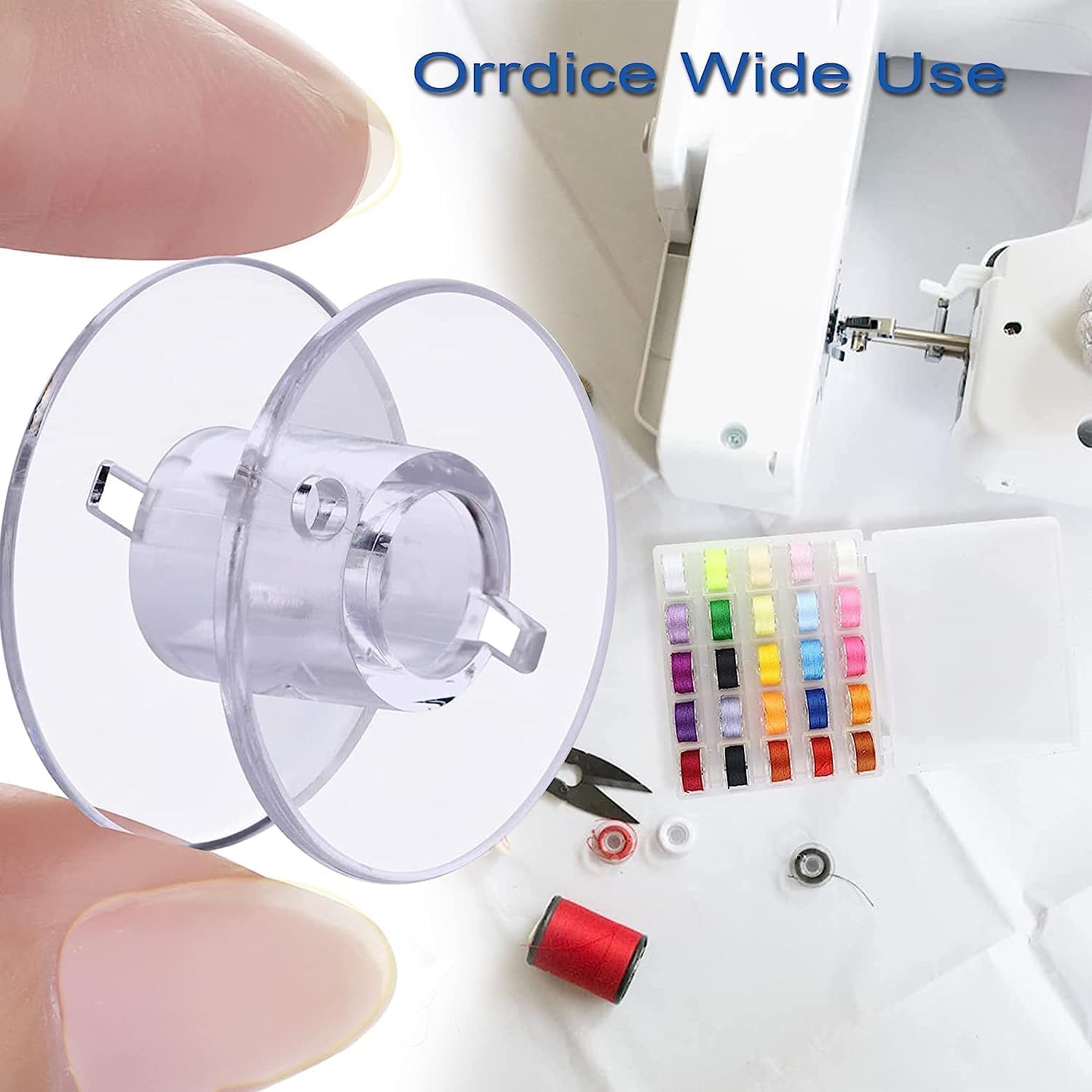 ORBITORA Sewing Machine Bobbin 25 Pcs with Plastic Case, Transparent Color, White 1