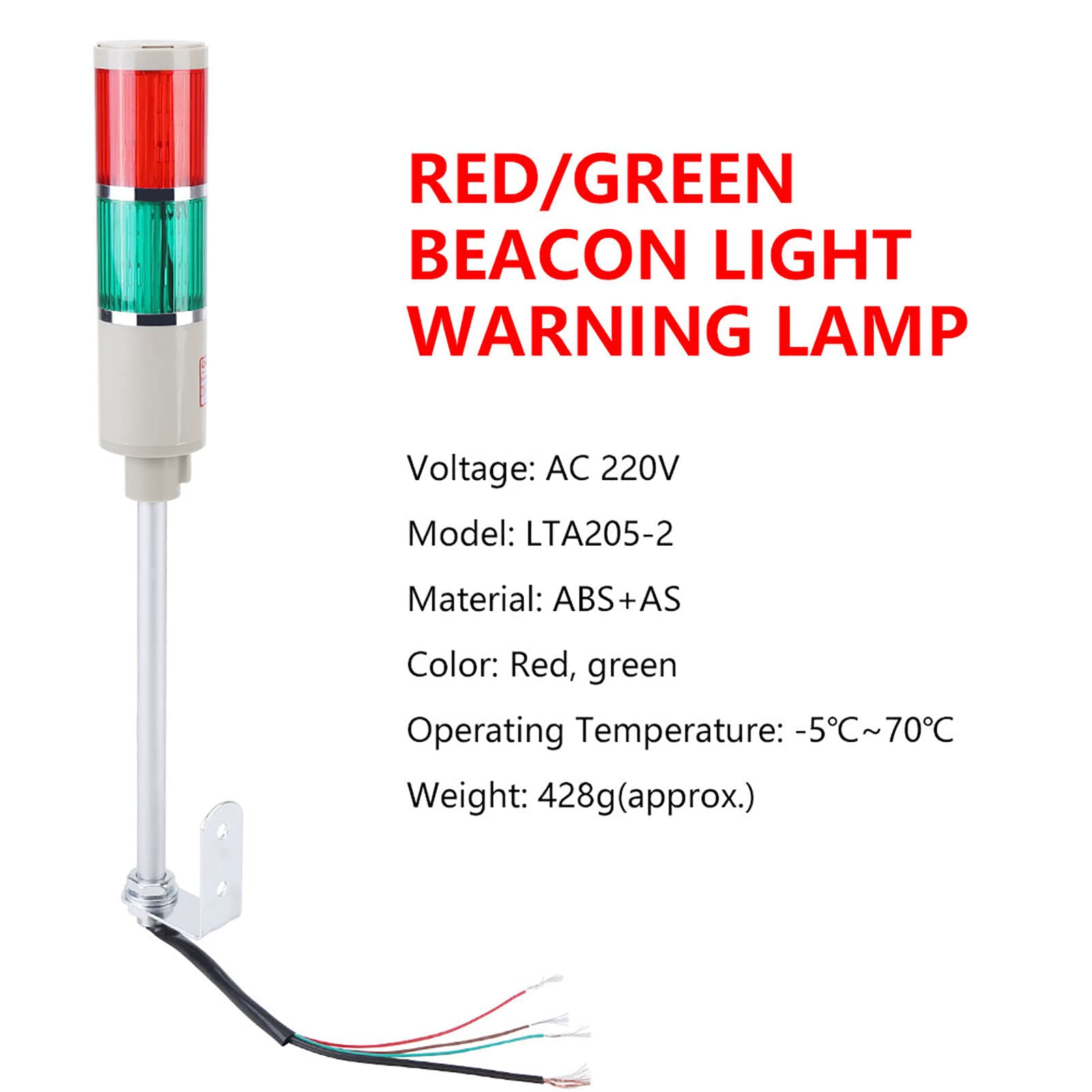 Ampoule Rouge et Verte, équipement D'avertissement D'urgence, Lampe de Balise D'éclairage 220V pour équipement Mécanique