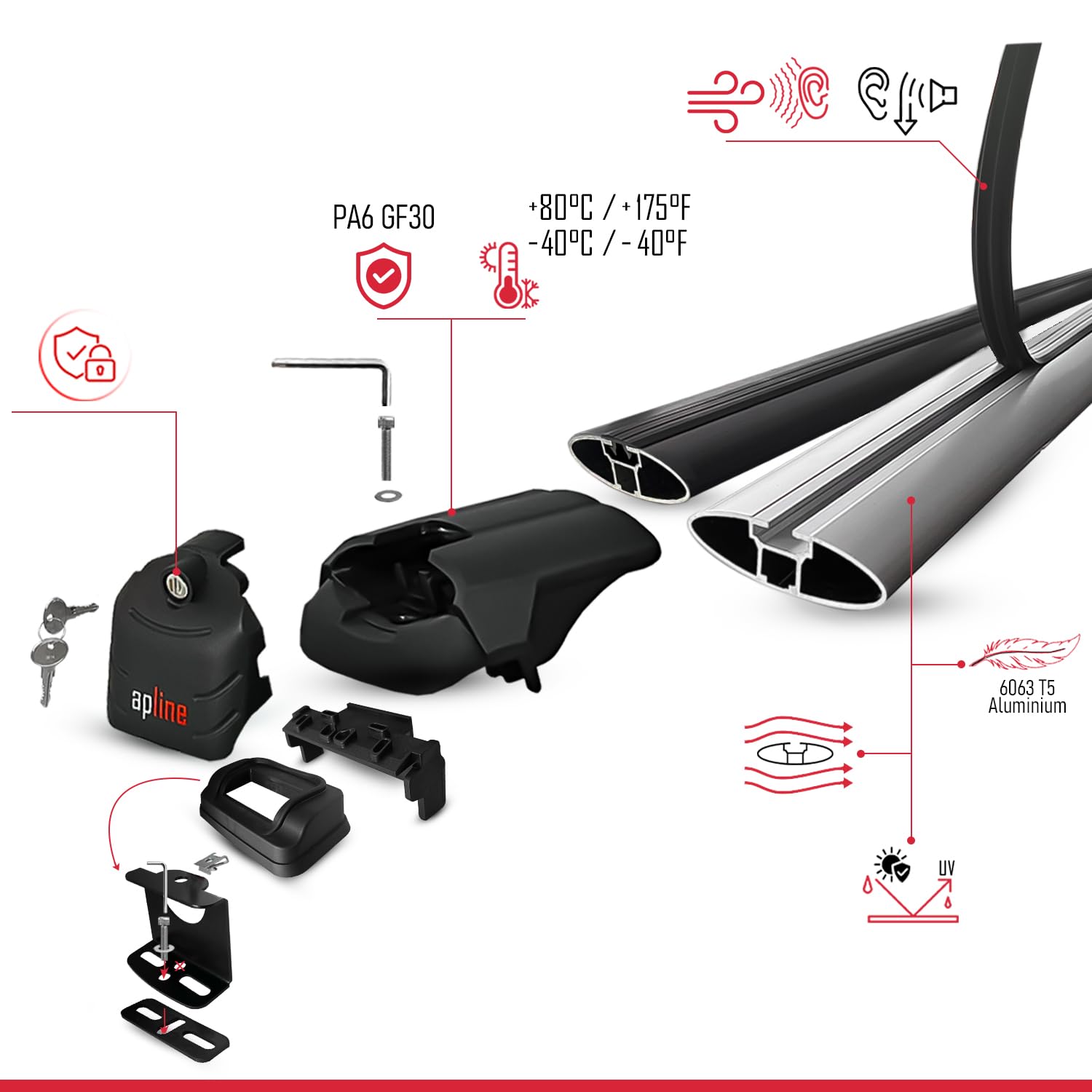 Compatible con Toyota Proace City (K9) 2019-2026 Modelo Ace-3 Barra de Techo Auto Portaequipajes Barras Transversales Negro Aluminio 2 Barras
