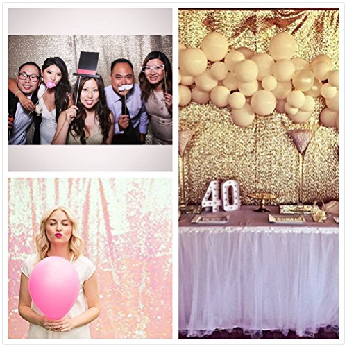 Image of PartyDelight Light Gold Sequin Backdrop 6x7ft 4 Inch Rod Pocket | Dense 3mm sequins on mesh backing with 4 inch rod pocket for full body photos ceremony arches party walls and stage displays