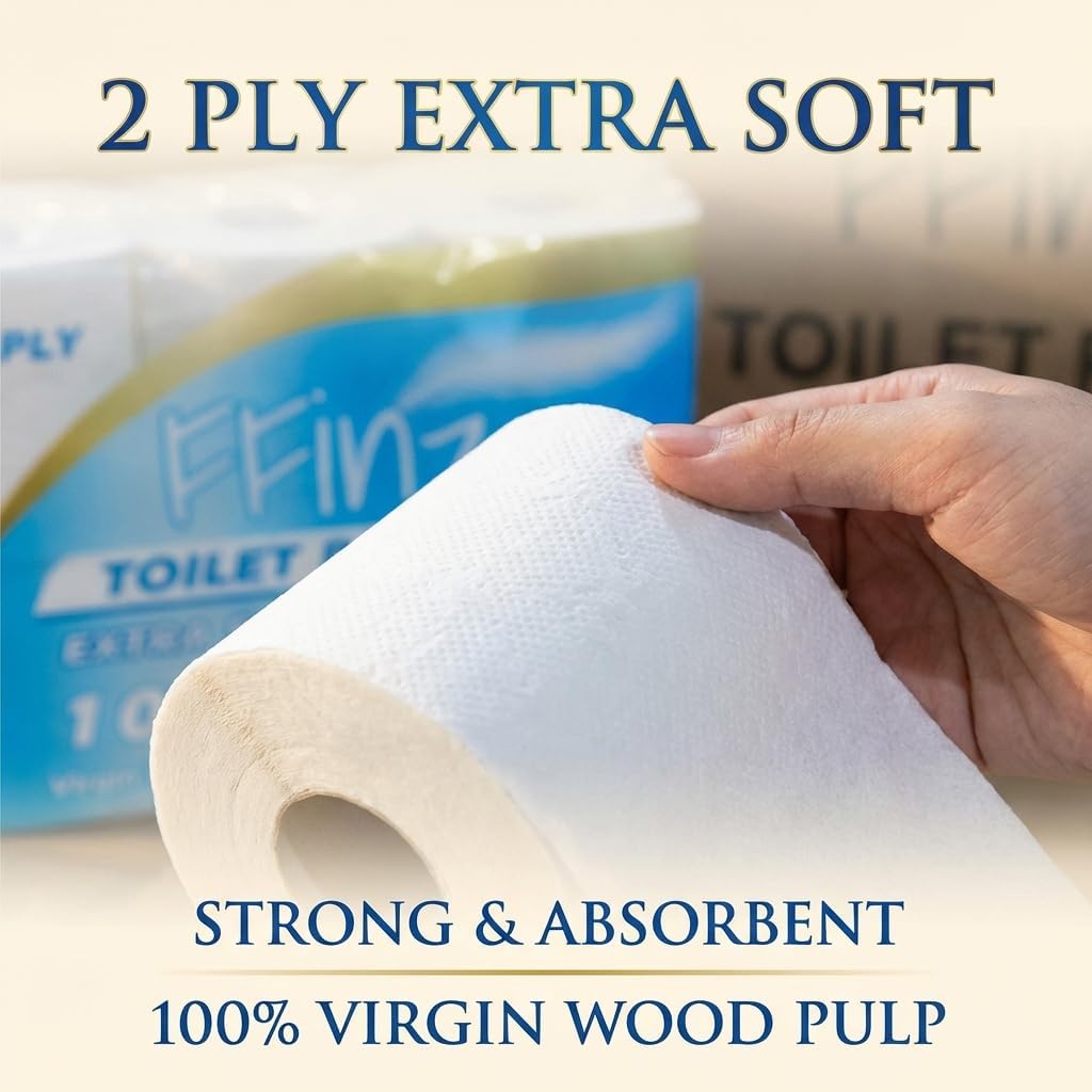 Toilet Tissue – 100% Virgin Wood Pulp, Strong & Absorbent. 48 Roll, 12000 Sheets