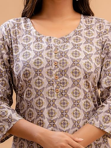 Image of feranoid Women Cotton Printed Straight Short Kurti
