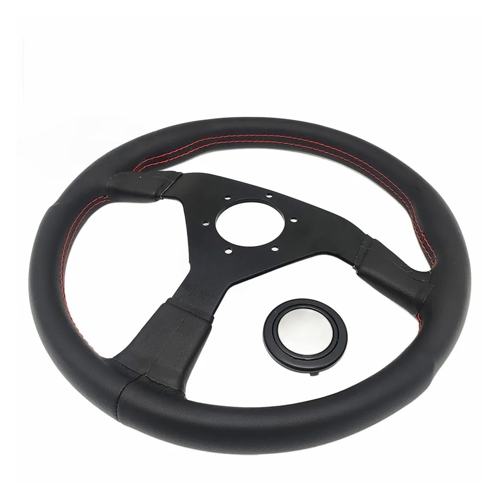 Volant de voiture en cuir noir, 14 pouces, 350mm, Compatible avec V1 Racing Drift Sport, volant plat(Size-2)