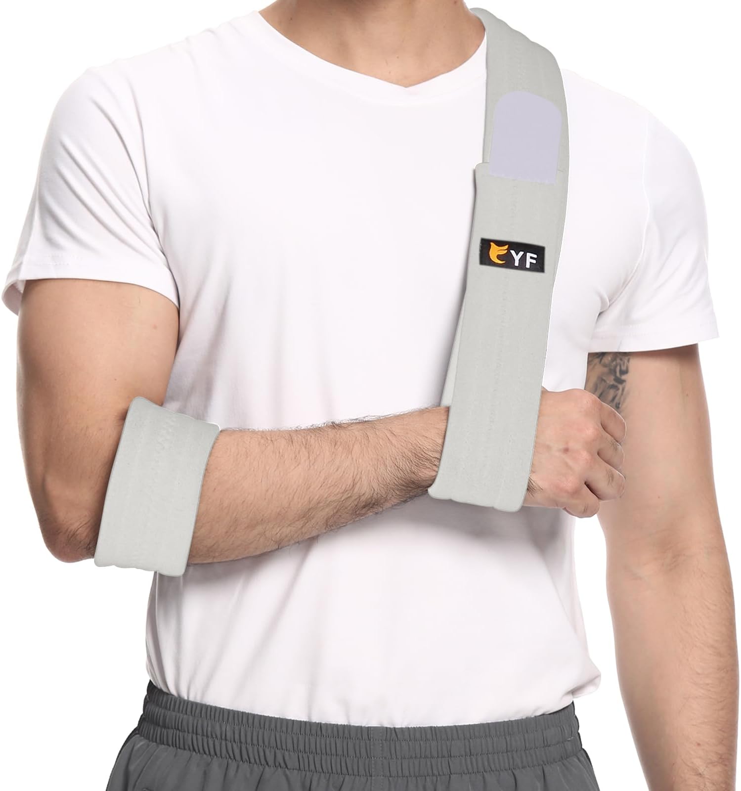 YF Arm Sling, Effective Shoulder Immobilizer Sling for Rotator Cuff Torn Wrist Elbow Arm Injury, Adjustable Lightweight Comfortable Support Arm Sling for Broken & Fractured Bones, Gray