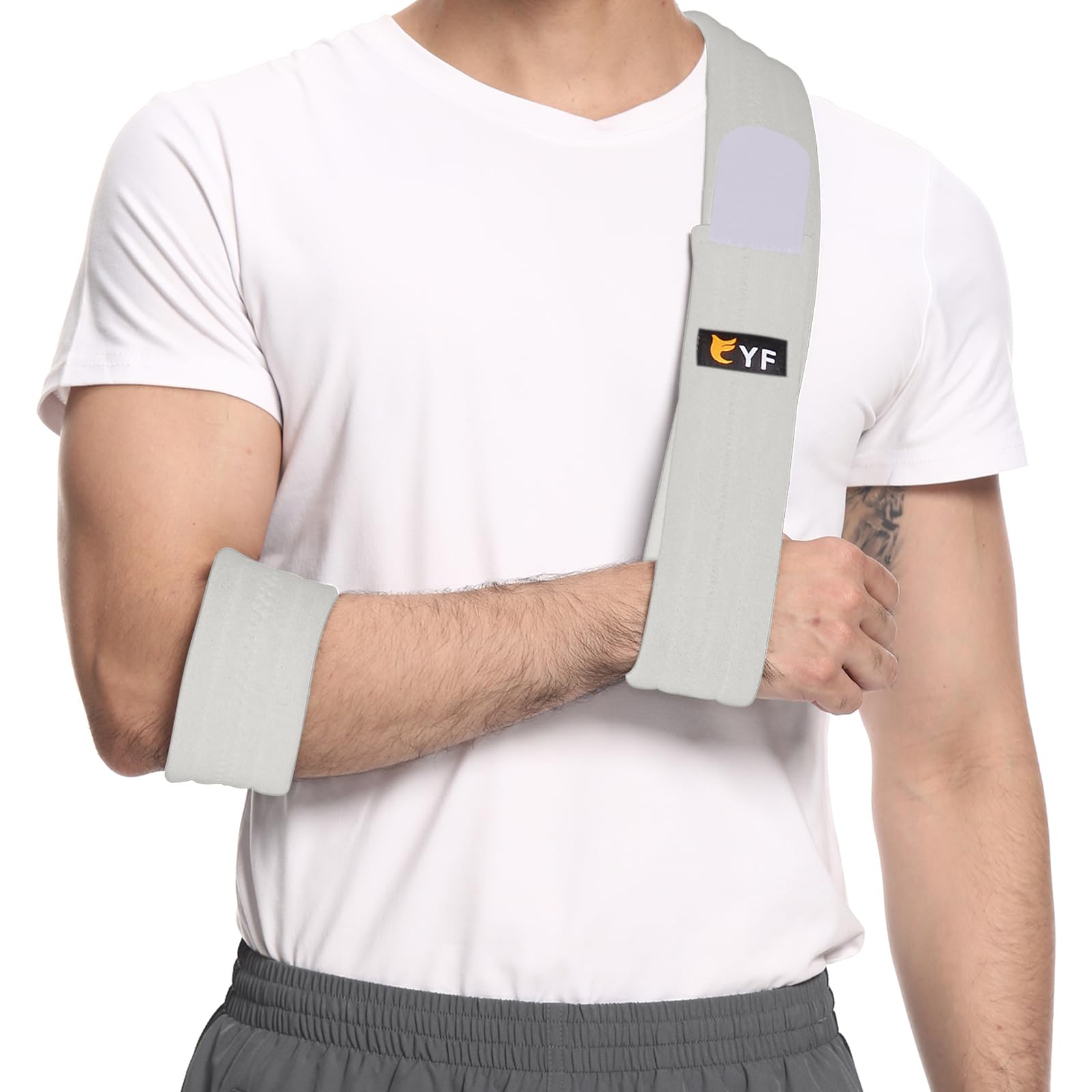 YF Arm Sling, Effective Shoulder Immobilizer Sling for Rotator Cuff Torn Wrist Elbow Arm Injury, Adjustable Lightweight Comfortable Support Arm Sling for Broken & Fractured Bones, Gray