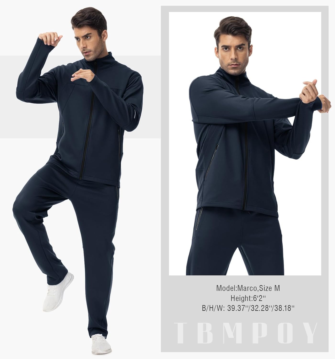 TBMPOY Men's Tracksuits Sweatsuits for Men Sweat Track Suits 2 Piece Casual Athletic Jogging Outfits Full Zip Sets - Image 7