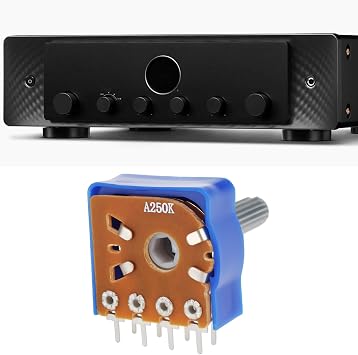 1 Pack Dual Gang Volume Potentiometer A250K 8 pin Shaft 6mm Compatible with Marantz
