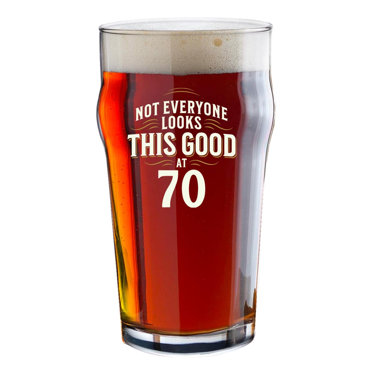 D Design Invent Print! 70th Birthday Beer Glass Gift Funny Printed Tankard Beer Mug for Men Women Age 70 Year Old Gift Idea Keepsake Happy Birthday Pint- 570ml