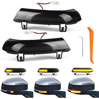 EXLECO Set of 2 VW Mirror Indicators Dynamic Mirror Indicator Side Mirror Indicator Dynamic Indicator Compatible with VW Golf 5/6 GTI Jetta EOS Passat Skoda Superb Sharan Black