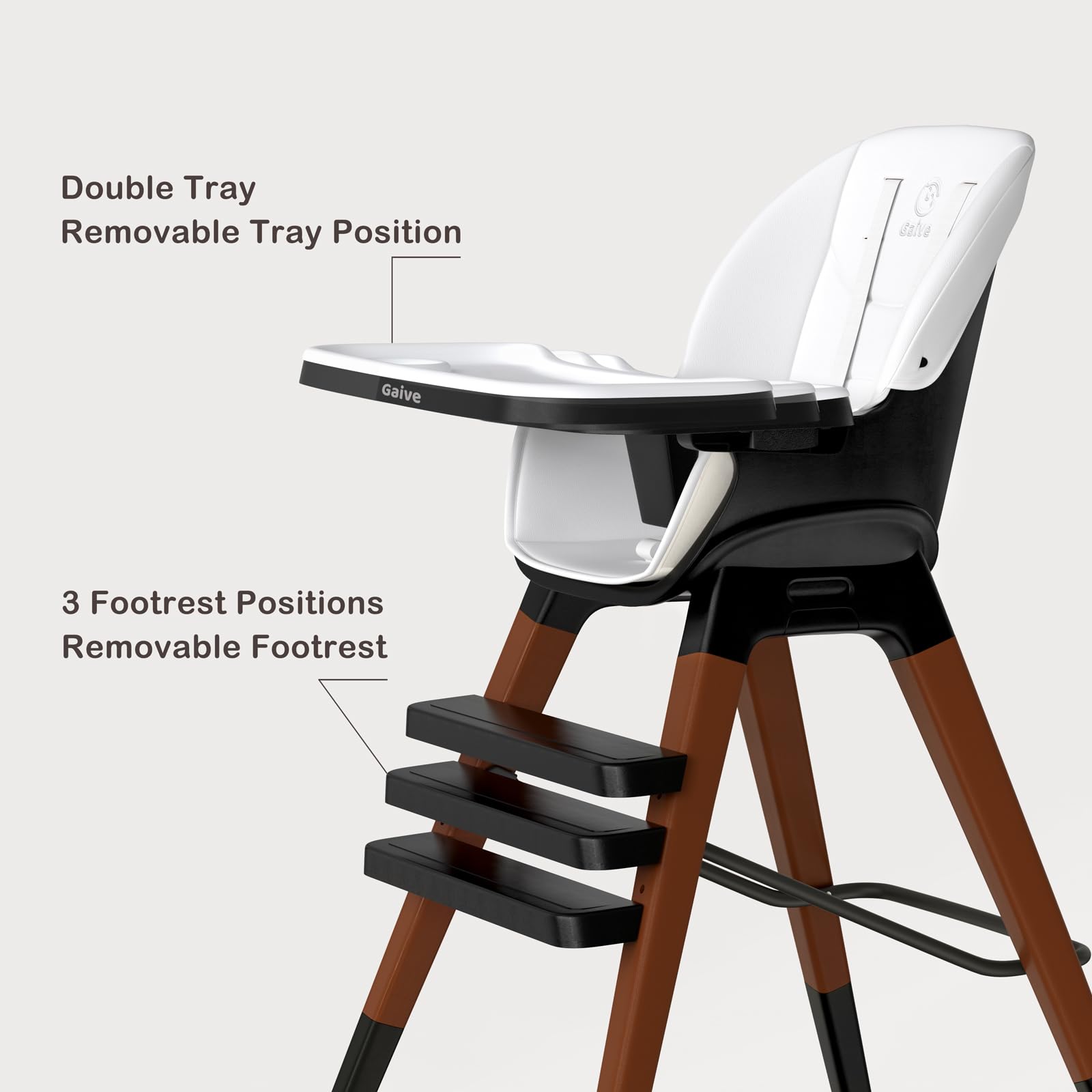 in Highchair, Convertible Wooden Baby High Chair with Tray, Adjustable  High Chair for Babies and Toddlers, Easy to Clean, Grow