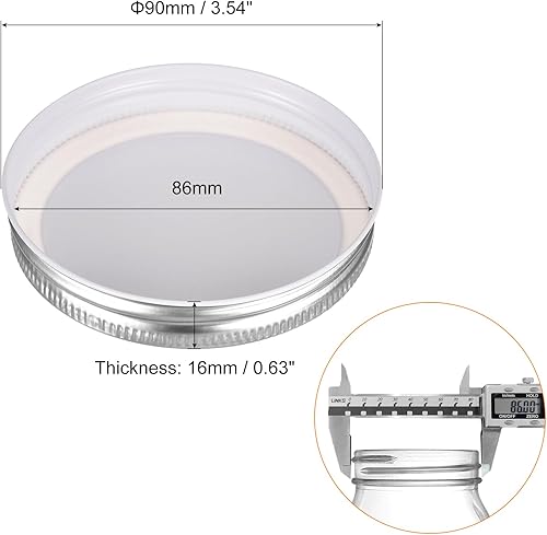 Miniatura 2 de uxcell Tapas para tarros de masón, 12 unidades, tapas de hojalata de boca ancha a prueba de fugas, se adaptan a frascos de almacenamiento (plateado)