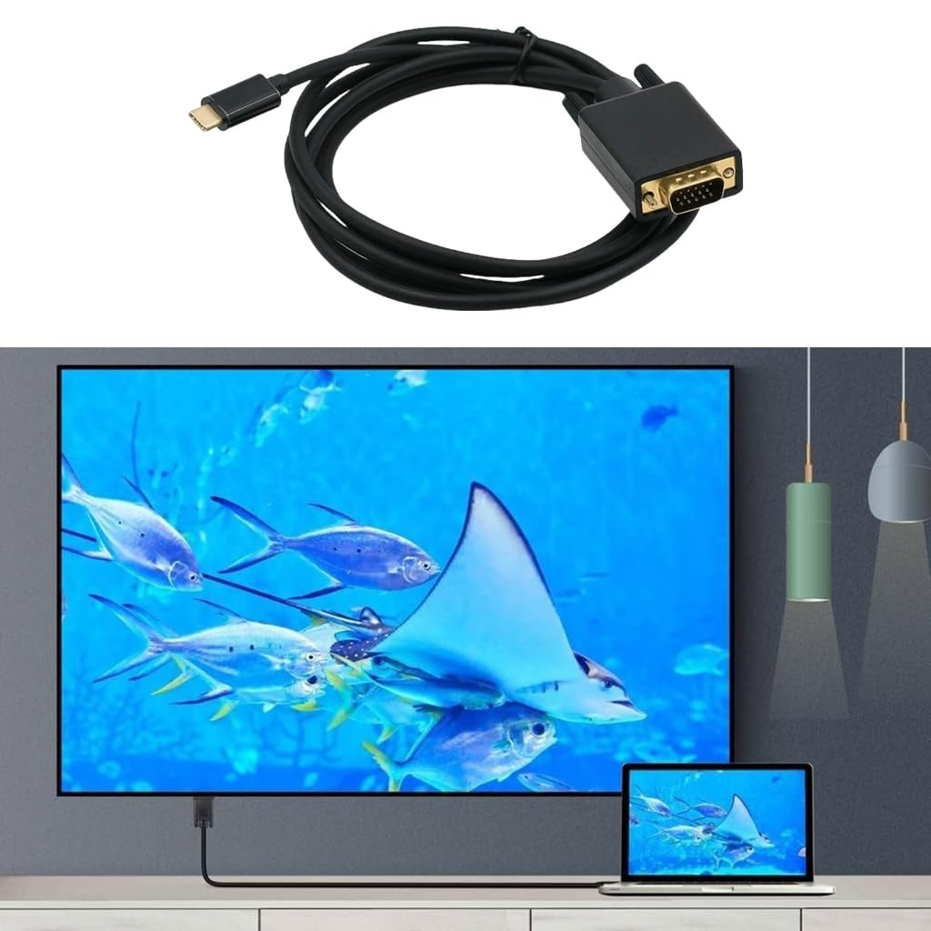 1.8M USB Type C to VGA Adapter Cable Connect Devices to VGA Monitors Easily