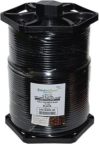Miniatura 5 de Perfect Vision RG6 Coaxial, Solo RG6 Cobre Sólido, Negro 1000FT EnviroReel
