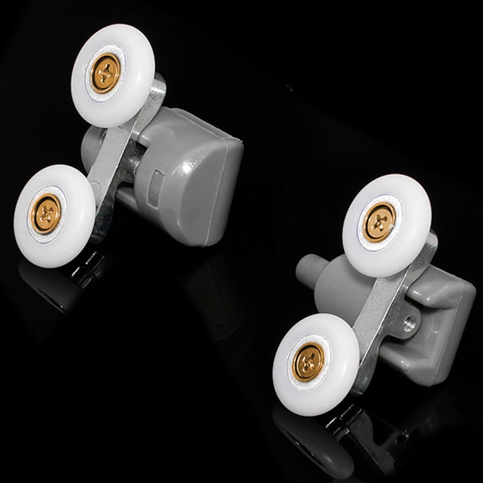 Shower Door Twin Rollers for Curved Doors, 25mm Shower Door Wheels, Zinc Alloy Runners Wheels Bathroom Replacement Parts of 2 Top & 2 Bottom - Image 3