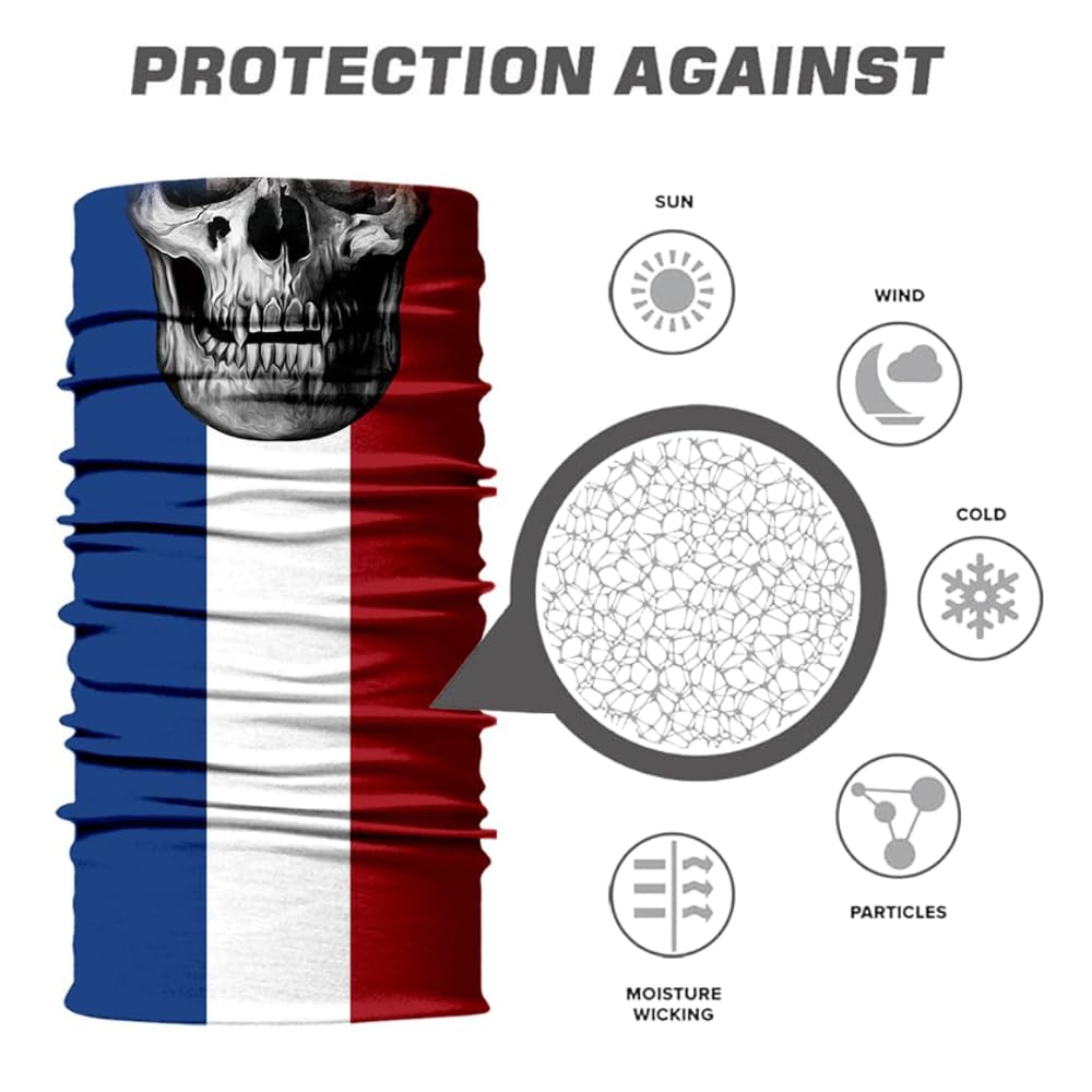 ShopINess Pañuelo bandana Braga Cuello Multifunción Unisex Adulto para Moto Deporte Fiestas Halloween Carnaval Bandera Países Fútbol Deporte Eventos Calavera