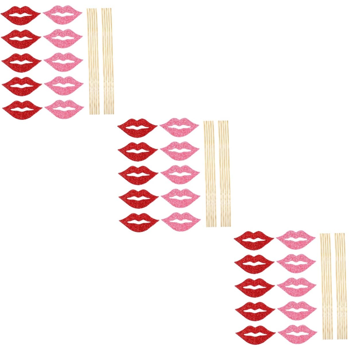 Ciieeo 3 Sätze Teiliges Lippen Foto Props Kreative Party Fotorequisiten Umweltfreundliches Glitzerpapier Stabile Stiele Für Geburtstag Hochzeit Geburtstagsfeier Lustige 40 Stück * 3