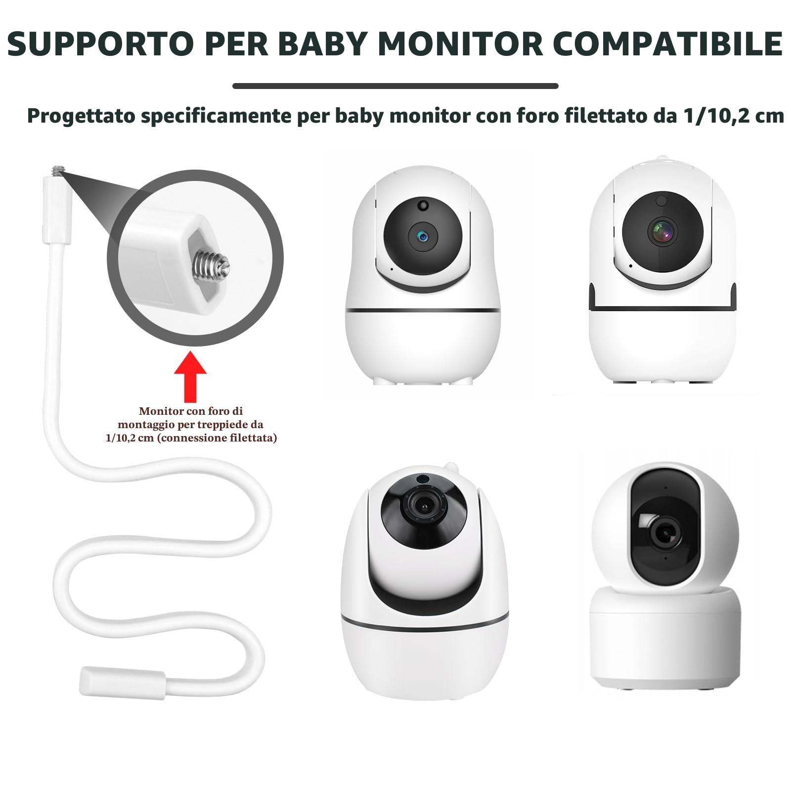 Supporto Baby Monitor Universale Bianco per Culla Rierousy