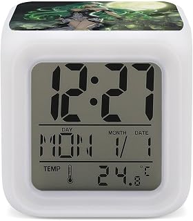 Goth Anime Digital Alarm Clock LED Display 7 Colors Change Night Light Sleep Timer