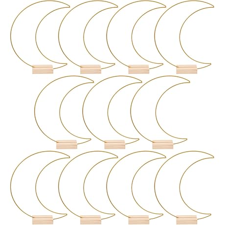 Set of 10 Large Moon Cutout Metal Wreath Rings for DIY Wedding Table Decor
