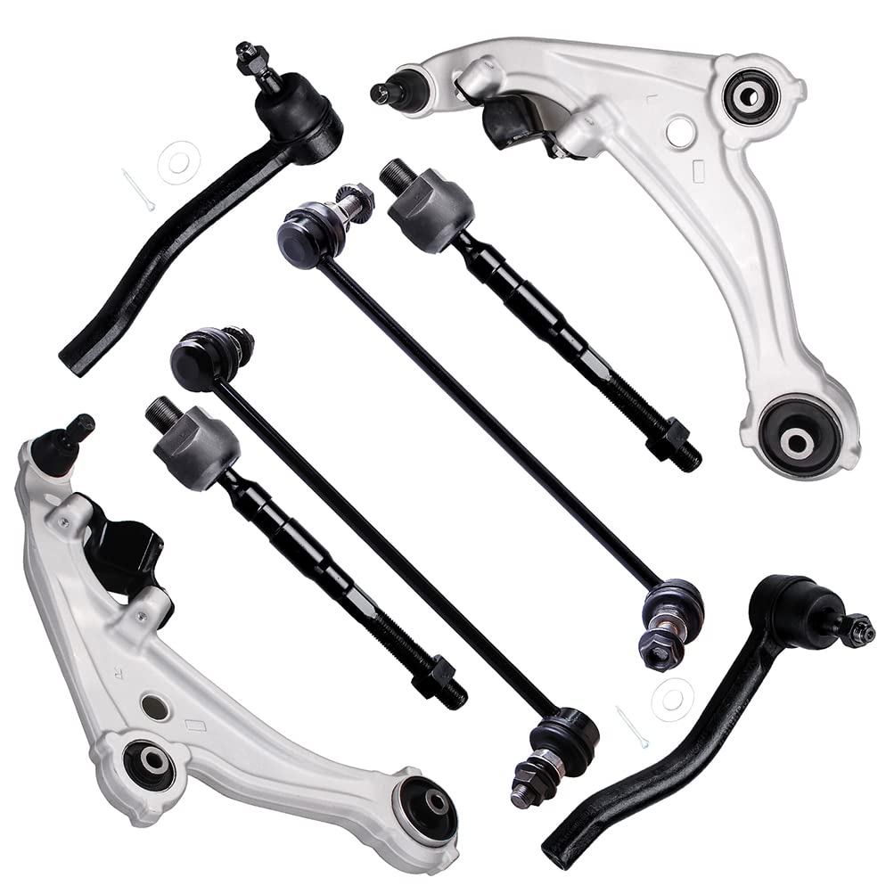 SCITOO 8pcs Front Lower Control Arms Kit Fit For 2007-2013 For Nissan Altima Outer Inner Tie Rod Ends Sway Bar Links