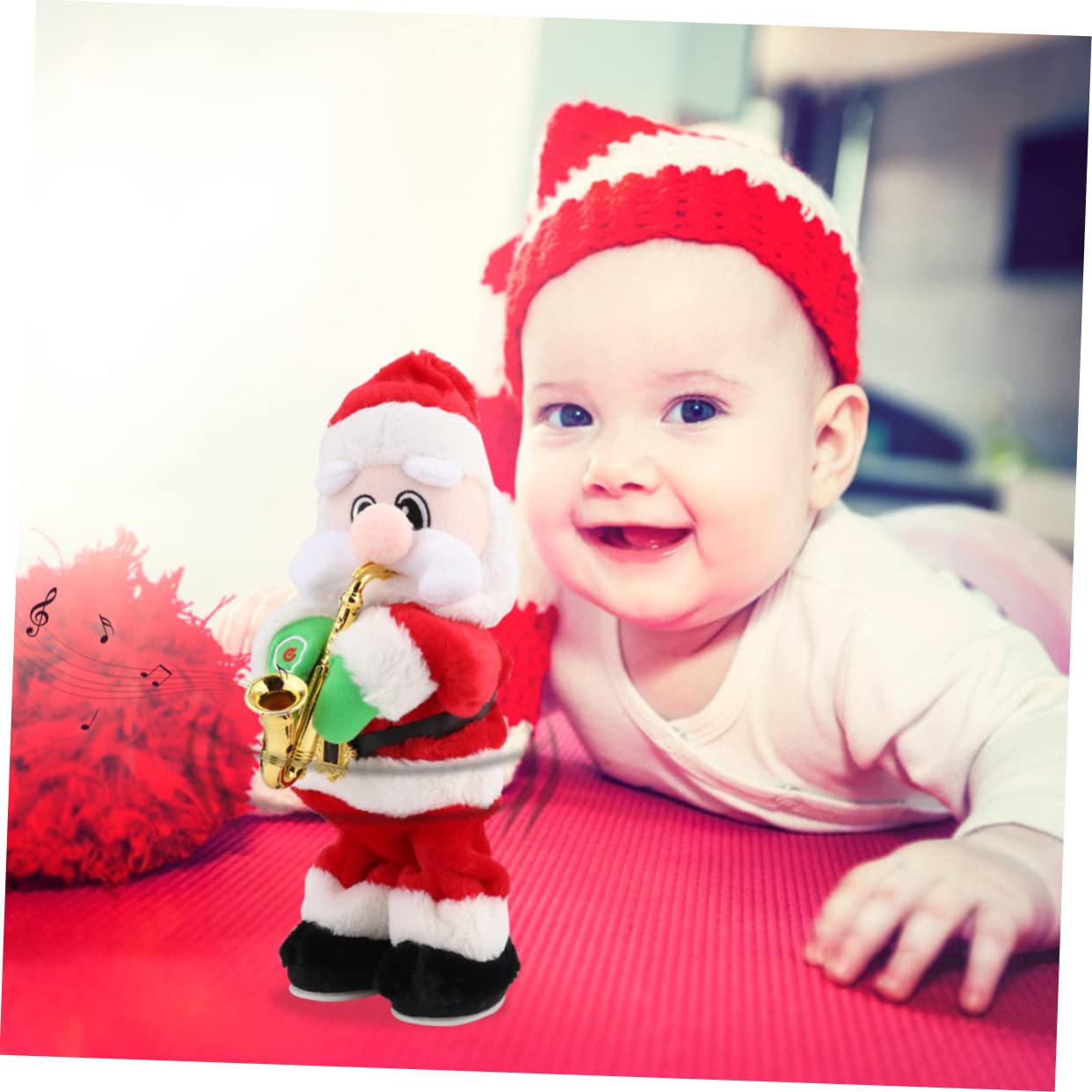 BESPORTBLE Juguete de Papá Noel Musical Saxofón Adorno Navideño para Fiesta de Navidad Muñeco Navideño de Papá Noel